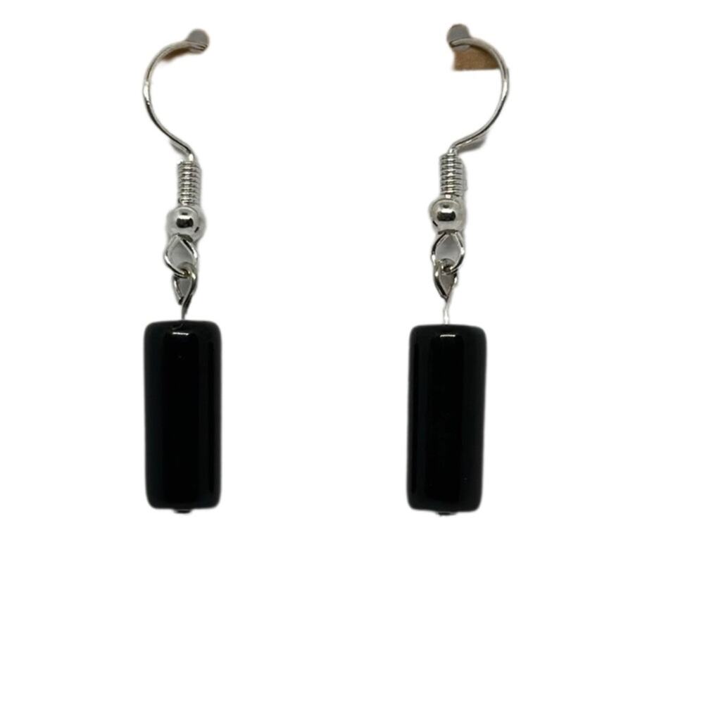 Black Obsidian Dangle Earrings handmade